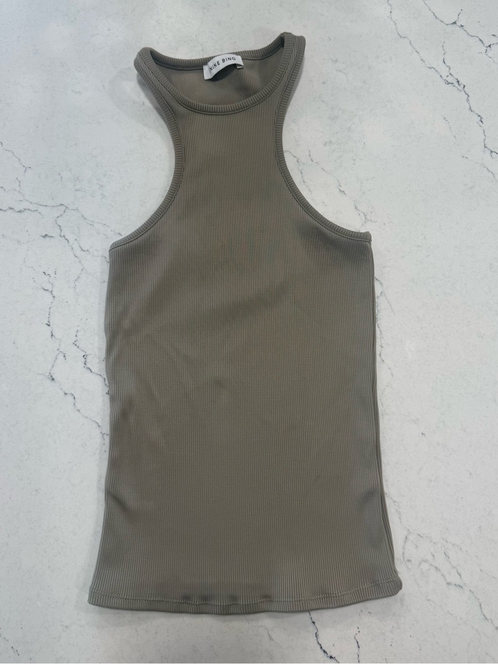 Anine Bing Olive Ribbed Racerback Tank Top